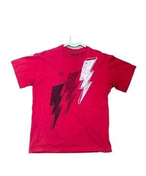 Hurley Men's Graphic Lightning Bolt Regular Fit T-Shirt, Red, Large